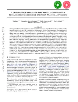 Communication-Efficient Graph Neural Networks with Probabilistic
  Neighborhood Expansion Analysis and Caching