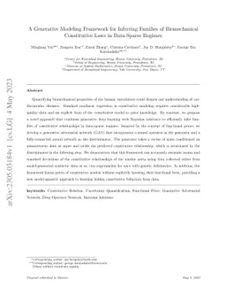 A Generative Modeling Framework for Inferring Families of Biomechanical
  Constitutive Laws in Data-Sparse Regimes