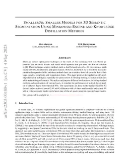 Smaller3d: Smaller Models for 3D Semantic Segmentation Using Minkowski
  Engine and Knowledge Distillation Methods