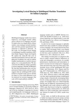 Investigating Lexical Sharing in Multilingual Machine Translation for
  Indian Languages