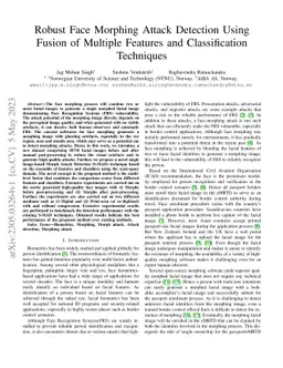 Robust Face Morphing Attack Detection Using Fusion of Multiple Features
  and Classification Techniques