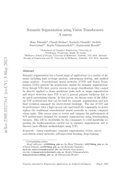 Semantic Segmentation using Vision Transformers: A survey