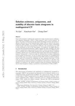 Solution existence, uniqueness, and stability of discrete basis
  sinograms in multispectral CT