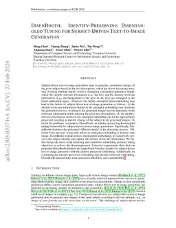 DisenBooth: Identity-Preserving Disentangled Tuning for Subject-Driven
  Text-to-Image Generation