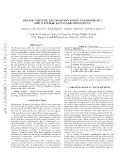 Online Gesture Recognition using Transformer and Natural Language
  Processing