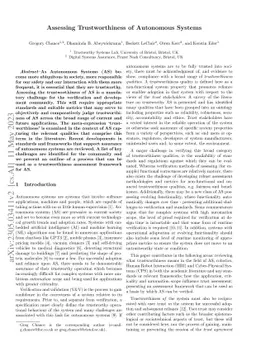 Assessing Trustworthiness of Autonomous Systems