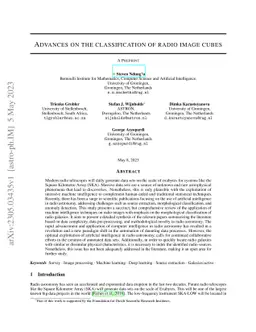 Advances on the classification of radio image cubes