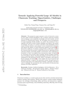 Towards Applying Powerful Large AI Models in Classroom Teaching:
  Opportunities, Challenges and Prospects