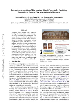Interactive Acquisition of Fine-grained Visual Concepts by Exploiting
  Semantics of Generic Characterizations in Discourse