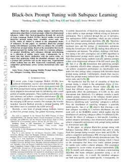 Black-box Prompt Tuning with Subspace Learning