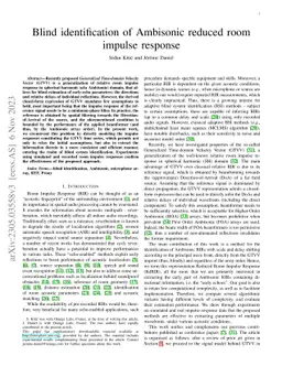 Blind identification of Ambisonic reduced room impulse response