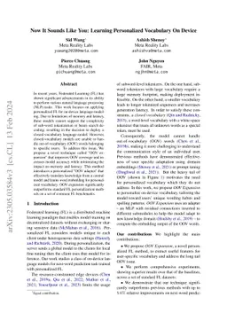 Now It Sounds Like You: Learning Personalized Vocabulary On Device