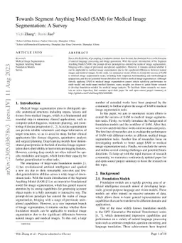 Towards Segment Anything Model (SAM) for Medical Image Segmentation: A
  Survey