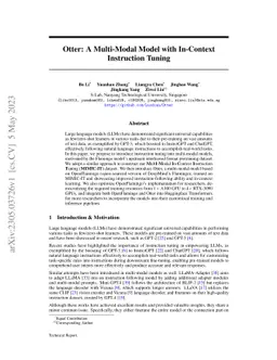 Otter: A Multi-Modal Model with In-Context Instruction Tuning