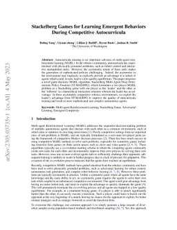 Stackelberg Games for Learning Emergent Behaviors During Competitive
  Autocurricula