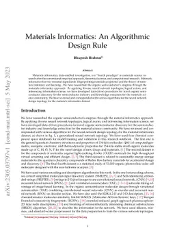 Materials Informatics: An Algorithmic Design Rule