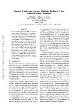 Adapting Transformer Language Models for Predictive Typing in
  Brain-Computer Interfaces