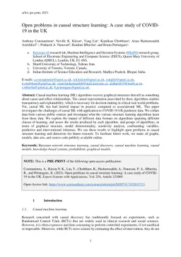 Open problems in causal structure learning: A case study of COVID-19 in
  the UK