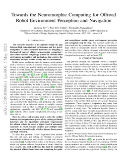 Towards the Neuromorphic Computing for Offroad Robot Environment
  Perception and Navigation