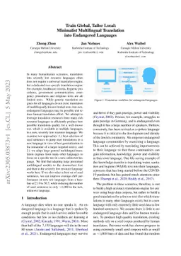 Train Global, Tailor Local: Minimalist Multilingual Translation into
  Endangered Languages