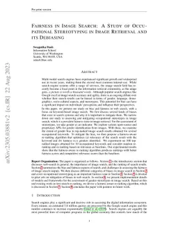 Fairness in Image Search: A Study of Occupational Stereotyping in Image
  Retrieval and its Debiasing