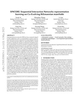 SINCERE: Sequential Interaction Networks representation learning on
  Co-Evolving RiEmannian manifolds