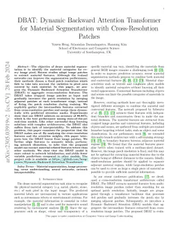 DBAT: Dynamic Backward Attention Transformer for Material Segmentation
  with Cross-Resolution Patches