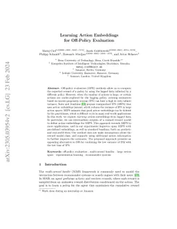 Learning Action Embeddings for Off-Policy Evaluation