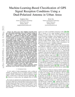 Machine-Learning-Based Classification of GPS Signal Reception Conditions
  Using a Dual-Polarized Antenna in Urban Areas