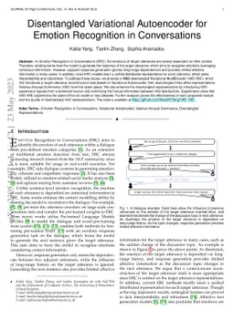 Disentangled Variational Autoencoder for Emotion Recognition in
  Conversations