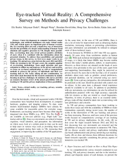 Eye-tracked Virtual Reality: A Comprehensive Survey on Methods and Privacy Challenges