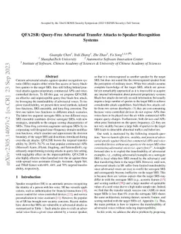 QFA2SR: Query-Free Adversarial Transfer Attacks to Speaker Recognition
  Systems
