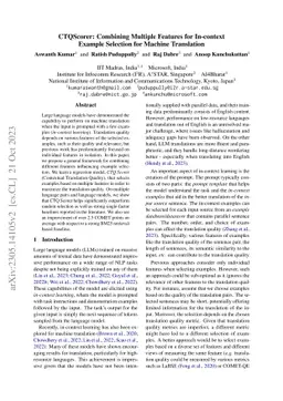CTQScorer: Combining Multiple Features for In-context Example Selection
  for Machine Translation