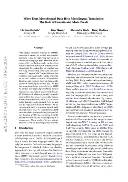 When Does Monolingual Data Help Multilingual Translation: The Role of
  Domain and Model Scale