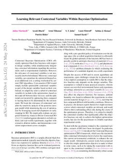 Learning Relevant Contextual Variables Within Bayesian Optimization