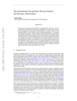 Transferring Learning Trajectories of Neural Networks