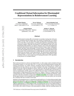 Conditional Mutual Information for Disentangled Representations in
  Reinforcement Learning