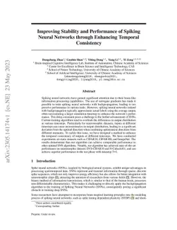 Improving Stability and Performance of Spiking Neural Networks through
  Enhancing Temporal Consistency