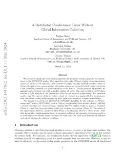 A Distributed Conductance Tester Without Global Information Collection