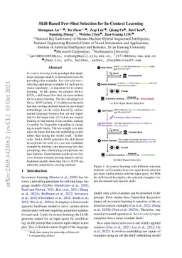 Skill-Based Few-Shot Selection for In-Context Learning