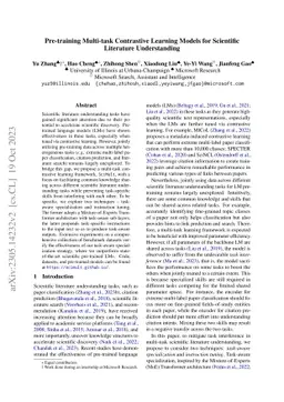 Pre-training Multi-task Contrastive Learning Models for Scientific
  Literature Understanding