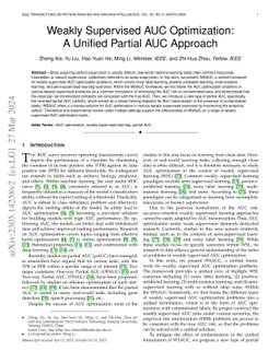 Weakly Supervised AUC Optimization: A Unified Partial AUC Approach