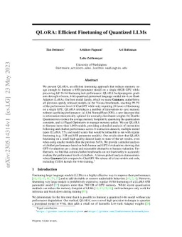 QLoRA: Efficient Finetuning of Quantized LLMs