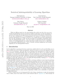 Statistical Indistinguishability of Learning Algorithms