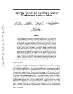 Improving Factuality and Reasoning in Language Models through Multiagent
  Debate