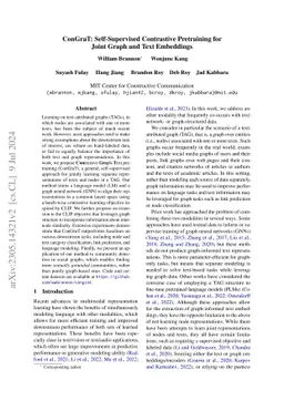 ConGraT: Self-Supervised Contrastive Pretraining for Joint Graph and
  Text Embeddings