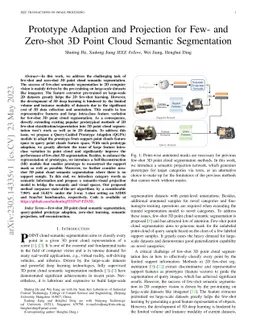 Prototype Adaption and Projection for Few- and Zero-shot 3D Point Cloud
  Semantic Segmentation