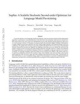 Sophia: A Scalable Stochastic Second-order Optimizer for Language Model
  Pre-training