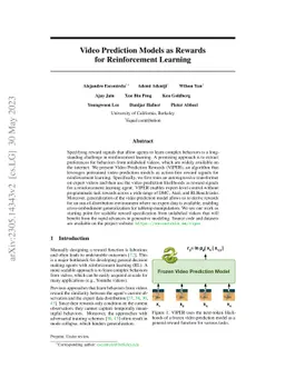 Video Prediction Models as Rewards for Reinforcement Learning