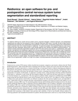 Raidionics: an open software for pre- and postoperative central nervous
  system tumor segmentation and standardized reporting